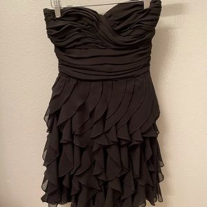 Black strapless mini dress